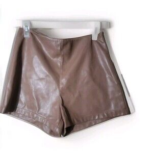 Judith March Faux Leather Shorts Womens Small Tan Brown Soft Lining Sexy Chic